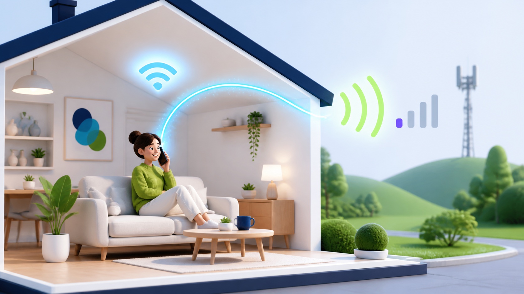 Illustration: WLAN-Call: Telefonieren trotz schlechtem Mobilfunkempfang